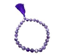 AURA MART Handcrafted Semi-Precious Stone Pocket Japa Mala - 27+1 Prayer Beads with Elegant Tassel for Meditation, Mantras & Mindful Living - Compact, Travel-Friendly Spiritual Accessory (Amethyst)