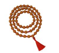 AURA MART Handicrafts 6MM Mukhi Rudraksha Mala with Red Sandalwood Beads | 108+1 Beads | Handcrafted Traditional Prayer Rosary | Spiritual Meditation Japa Mala | Collector Edition