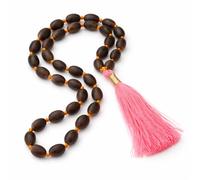 AURA MART Natural Original Lotus Seed Bead Kamal Gatta Mala with Tassel Natural Rosary Jaapmala for Meditation Mantra Chanting & Pooja Astrology Jewellery - 27+1 Beads