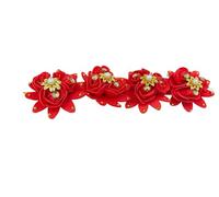 AURA MART Red Flower Bridal Hair Gajra For Women Party Bridal Wedding Fabric/Artificial Flower Bun Juda Pack-01