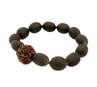 AURA MART Rudraksha with Lotus Seed Beads mala bracelet of smooth round beads for wearing on the wrist