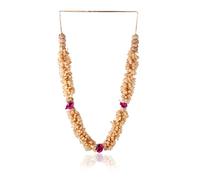 AURA MART Sandalwood Processed Photo Frame Haar Mala | Chandan Scented Wooden Chaal | Wooden Garland for Photos of Loved Ones|Traditional Mala for God, Ancestors and Pitra, Pooja Room (18 Inches)