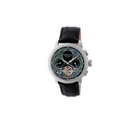 Aura Men's Semi-Skeleton Leather-Band Watch Heritor Automatic Black One Size
