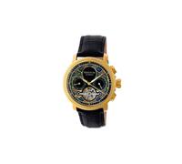 Aura Men's Semi-Skeleton Leather-Band Watch Heritor Automatic Gold One Size