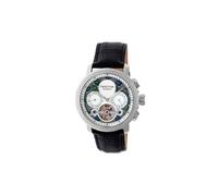 Aura Men's Semi-Skeleton Leather-Band Watch Heritor Automatic Silver One Size