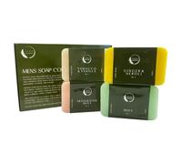 Aura Naturals Mens Soap Bar Set of 4 - Mint, Ironwood Mist, Ginger & Neroli, Tobacco & Vanilla Scented Men Soap for Exfoliating Face Wash, Body & Shower - 150g Each - Luxury Man Spa Gift Pack