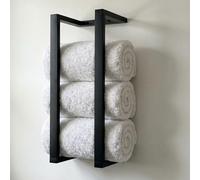 Aura Nest Bamboo Towel Rack - Vertical Wood Towel Rack Bamboo Bathroom Accessories, Wall Towel Rack for Rolled Towels Wooden Towel Racks for Bathroom Modern Towel Rack (Black, Medium)