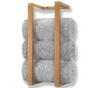Aura Nest Bamboo Towel Rack - Vertical Wood Towel Rack Bamboo Bathroom Accessories, Wall Towel Rack for Rolled Towels Wooden Towel Racks for Bathroom Modern Towel Rack (Natural Bamboo, Medium)