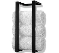 Aura Nest Bamboo Towel Rack - Vertical Wood Towel Rack Bamboo Bathroom Accessories, Wall Towel Rack for Rolled Towels Wooden Towel Racks for Bathroom Modern Towel Rack (Black, Medium)