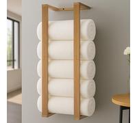 Aura Nest Bamboo Towel Racks - Vertical Wood Towel Rack Bamboo Bathroom Accessories, Storage, Wall Towel Rack for Rolled Towels for Bathroom Furniture, Spa Furniture and Decor