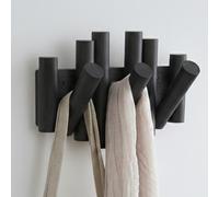 AURA NEST Bamboo Wall-Mounted Coat Rack with Retractable Hooks (Black, 3-Hook)