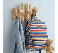 AURA NEST Bamboo Wall-Mounted Coat Rack with Retractable Hooks (Natural Bamboo, 3-Hook)