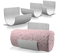 Aura Nest Bamboo Wall Towel Holders Set of 4 White Wooden Towel Racks for Bathroom Spa Modern Towel Holder