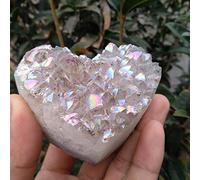 Aura Quartz Crystal Titanium Bismuth Silicon Cluster Heart Rainbows Gemstone Stone