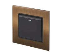 Aura Rocker Light Switch - Solid, Long-Lasting Build - 1 Gang 2-Way | Sl esign, Brushed Bronze Finish, Easy to Fit & Install, 1 Gang 2-Way Switching, Fits Standard UK Single Gang Back Boxes