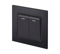 Aura Rocker Retractive Switch - Solid, Long-Lasting Build - 2 Gang | Sleek Matt Black Design, Easy to Fit & Install, Retractive Rocker Action Switching, Fits Standard UK Double Gang Back Boxes
