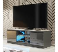 Aura Tv Unit 120Cm Dark Grey High Gloss Doors With Led Lighting - Creative Furniture
