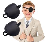 AURAADORN 2 Pcs Single Eye Patch for Adults Kids, Adjustable Patch for Amblyopia, Light-blocking for Lazy Eyes, Medical Pirate Costume (black)