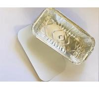 Auraalcove 50 pieces of foil containers and lids, comprising 600ml NO 6A aluminum foil container trays with lids. Fantastic for Roasting and Baking Food Grilled pork Meal Planning