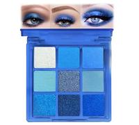 AuraBeen Royal Blue Glitter Eyeshadow Palette - Highly Pigmented, Long-lasting, Waterproof Makeup with Shimmer & Matte Shadows - Enhance Your Eyes