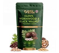 AURABLOOM Clove, Wormwood & Black Walnut, 650MG High Strength, Herbal Digestive Support Capsules, Advanced Botanical Formula with Pumpkin Seed, UK Brand Supplement, 60 Capsules, 2 Month Supply