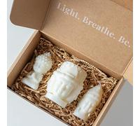 AURABOHO Set of 3 Unscented Buddha Candles - Soy & Beeswax Long Burning Meditation Candles, Relaxation Gifts for Women, Yoga, Mindfulness & Spiritual Home