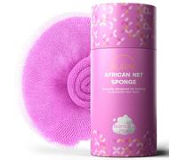 AURAE African Net Sponge - Authentic African Exfoliating Net Sponge for Bath & Shower, 115 cm Soft, Durable & Quick-Drying Mesh Back Scrubber & Body Exfoliator for All Skin Types - Bamako Pink