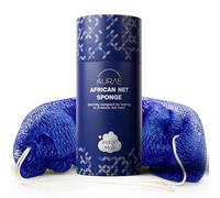 AURAE African Net Sponge - Authentic African Exfoliating Net Sponge for Bath & Shower, 115 cm Soft, Durable & Quick-Drying Mesh Back Scrubber & Body Exfoliator for All Skin Types - Indigo Mali