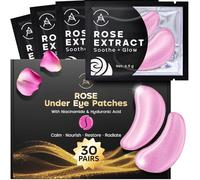 AURAE Rose Under Eye Gel Patches (30 Pairs) - Masks for Puffy Eyes & Dark Circles - Collagen Mask for Eye Care