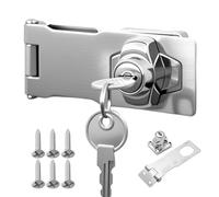 Aurafly 2Pcs Keyed Hasp Lock, Safety Padlocks with 2 Keys, Heavy Duty Stainless Steel Door Locks Hasps, Small Door Bolt Latch Buckle for Loft Hatch Gate Cabinet Caravan (4inch)