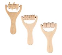 Aurafly 3Pcs Wooden Massage Roller Muscle Rollers Wooden Hand Roller Massager Trigger Point Massager Wood Massage Tools Hand Roller Self Massage Full Body Muscle Release and Soft Tissue Massage