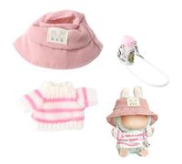 Aurafly Clothes for 17cm Lapubu Doll, Stylish Doll Clothes, Doll Outfit Set, Clothing Hat Small Kettle Accessories for Labubu, Clothing Style Unique (Pink)