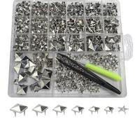 AuraFusion Spikes Studs For Clothing 820 Pcs Metal Stud Spikes Kit For Crafters Designers Punk Fans For Jackets Belts Bags Leather DIY Projects Concert Festival World Cup Fashion (Silver)