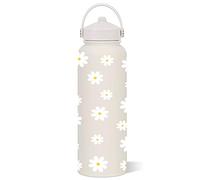 AuraFusion Tumbler Cup - 800ml, Daisy Pattern, Double-Walled Insulation, Leakproof, Stainless Steel, Portable Handle