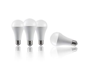 Auraglow 15W LED E27 Light Bulbs Dimmable, Warm White 100W EQV, 4 Pack | 1521 lumens, 3000K Edison screw, 85 percent energy saving, for ceiling and pendant fittings, 15000 hours