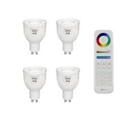 Auraglow 2.4Ghz Remote Control Cct Multi White Led Gu10 Bulb - 50W Eqv - 4 Pack With Remote