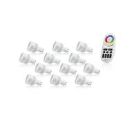 Auraglow 2.4Ghz Remote Control Rgb Gu10 Led Light Bulb - 60W Eqv - 12 Pack With 4 Zone Remote