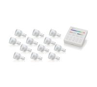 Auraglow 2.4Ghz Remote Control Rgb Gu10 Led Light Bulb - 60W Eqv - 12 Pack With Touch Panel Switch
