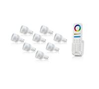 Auraglow 2.4Ghz Remote Control Rgb Gu10 Led Light Bulb - 60W Eqv - 8 Pack With 8 Zone Remote