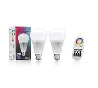 Auraglow 2.4Ghz RF Remote Controlled 6w Colour and Saturation Changing Warm and Cool White B22 LED Dimmable Light Bulb Second Generation - 60w EQV (2 Bulbs + 1 Remote)