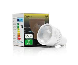 Auraglow 2.4Ghz RF Remote Controlled 6w Colour and Saturation Changing Warm and Cool White GU10 LED Dimmable Light Bulb Second Generation - 60w EQV