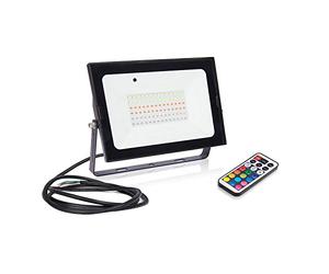 Auraglow 50W RGB IR Remote Controlled Colour Changing Outdoor Floodlight IP65 Weatherproof Decoration and Security Wall and Ground Lamp