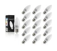 Auraglow 5W Led E27 Candle Light Bulb, Warm White - 40W Eqv - 16 Pack