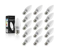 Auraglow 5W LED E27 Candle Light Bulbs, Cool White 40W Equivalent, 16 Pack | 470 lumens, 6500K Edison screw lamp, 87 percent energy saving, ideal for chandeliers and pendant fittings