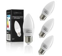 Auraglow 5W LED E27 Candle Light Bulbs, Cool White 40W Equivalent, 4 Pack | 470 lumens, 6500K Edison screw lamp, 87 percent energy saving, ideal for chandeliers and pendant fittings