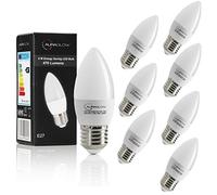 Auraglow 5W LED E27 Candle Light Bulbs, Warm White 40W Equivalent, 8 Pack | 470 lumens, 3000K Edison screw lamp, 87 percent energy saving, ideal for chandeliers and pendant fittings