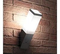 Auraglow Angled Wall Light Dusk Till Dawn Stainless Steel, Cool White | Automatic photocell sensor, E27 LED candle bulb included, IP44, brushed finish, for porch and front door