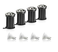 Auraglow IP67 Anti-Dazzle Stainless Steel GU10 Deck Light - Warm White - 4 Pack