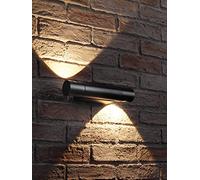 Auraglow Black Integrated LED Indoor Outdoor Rotatable Swivel Up & Down Wall Light, IP54, Warm White for Home Porch, Garage or Garden