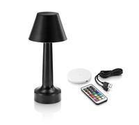Auraglow Black Aluminium Rechargeable Remote-Controlled Colour Changing Dimmable LED Table Lamp - Perfect for Bedside Tables, Coffee Tables, Hotels and Restaurants